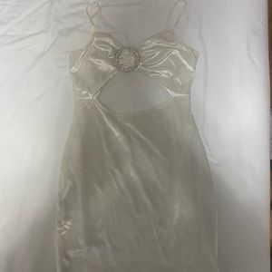 White velvet cut out mini dress